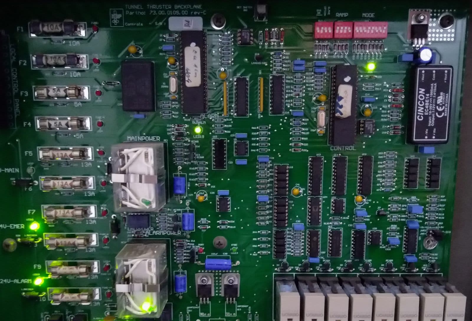 Electronic diagnostics on a marine thruster control board